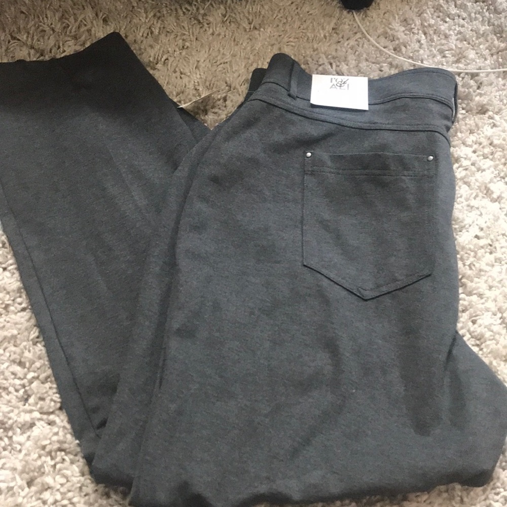 Grey slacks with elastic button up waist